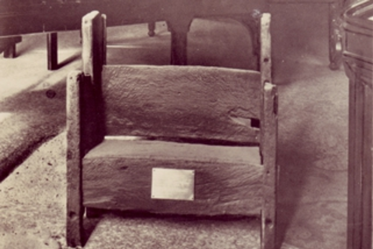The Stanford Bishop chair while on display at the Royal Museum in Canterbury